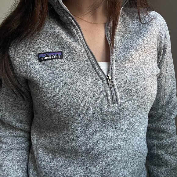 Patagonia Quarter Zip Up Jacket Grey Fleece Sweater Womens Small - Picture 2 of 6